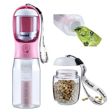 Cibaabo Dog Water Bottle with Food Container & Poop Bag Holder, Travel Water Bowl, Portable Pet Dispenser, Dog Gifts Stuff Accessories Items, Puppy Essentials for Yorkie Chihuahua Walking Hiking - Image 1