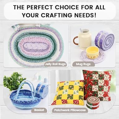 Craftido-18 Options-100% Cotton Jelly Roll Fabric Precut Strips for Quilting, Crafting, and Sewing, 40 Strips 2.5" x 44" Assorted Bundles for Rug, Quilt Project, DIY Craft and Home Decor-Fall Arrival - Image 8
