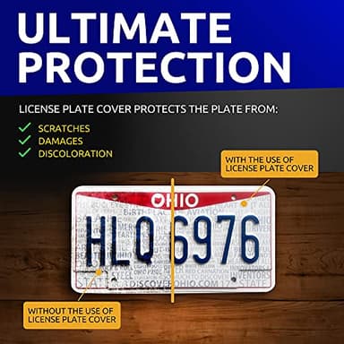 Unbreakable License Plate Covers | Front & Rear Shield Fastening for Car Frames | Premium 6"x12" Auto & Truck Accessories - Image 2
