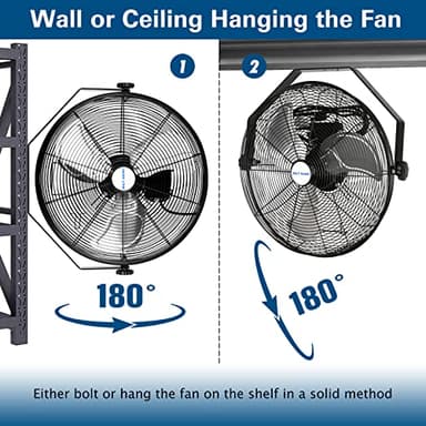 BILT HARD 20 inch Industrial Wall Fan, 4600 CFM, 3-Speeds High Velocity Wall Mount Fan with Sealed Motor, 2 Pack - Image 4