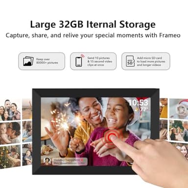 32GB FRAMEO 10.1 Inch Smart WiFi Digital Photo Frame 1280x800 IPS LCD Touch Screen, Auto-Rotate Portrait and Landscape, Built in 32GB Memory, Share Moments Instantly via Frameo App from Anywhere - Image 7