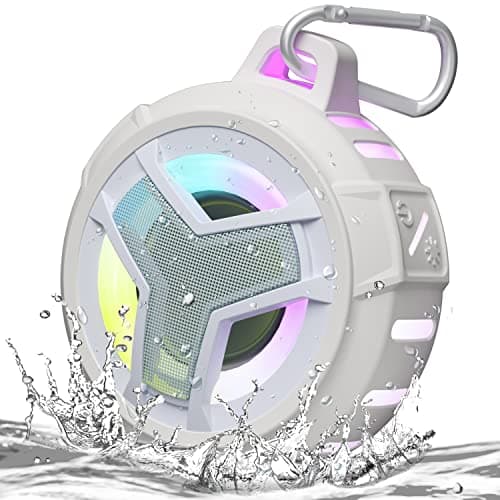 EBODA Bluetooth Shower Speaker, IPX7 Waterproof Portable Wireless Small Speakers, Floating, 2000mAh with Light for Home, Pool, Beach, Boat, Kayak Accessories, Gifts for Men, Women - White - Image 1