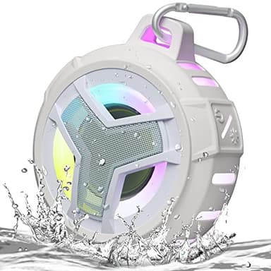 EBODA Bluetooth Shower Speaker, IPX7 Waterproof Portable Wireless Small Speakers, Floating, 2000mAh with Light for Home, Pool, Beach, Boat, Kayak Accessories, Gifts for Men, Women - White - Image 1