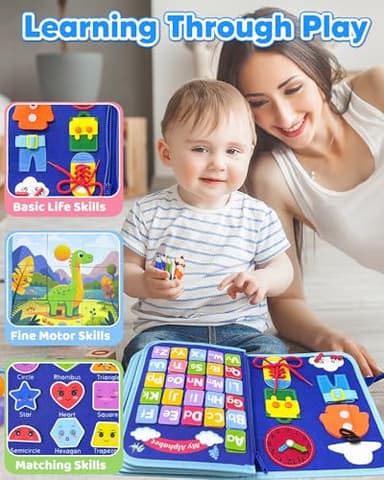 Walenty Busy Board Montessori Toys for Toddler Boy Birthday Gifts, Busy Book Sensory Learning Toys for Toddlers, Educational Activities Airplane Car Travel Toy for Boys - Image 5