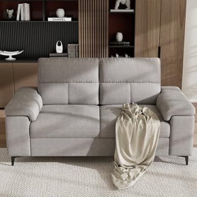 Upvilla 71.25" Modern Couches for Living Room, Deep Seat Sofa with 8” Cushion, Comfy 2-Seater Chenille Loveseat with Convertible Armrest, Removable Sofa Cover, High Leg(Light Gray) - Image 1
