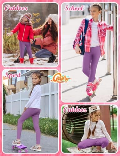 Toddler Cotton Leggings, Soft & Breathable Stretchy Full Length Leggings for Girls, Grape Purple, 3T - Image 5