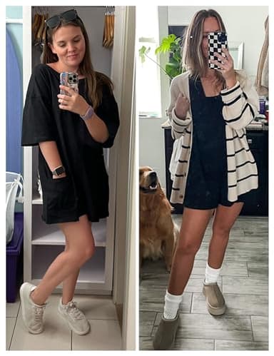 UANEO Rompers for Women Casual Oversized Athletic Jumpsuits Overalls Workout Hot Shot Tee Romper (Black-S) - Image 5