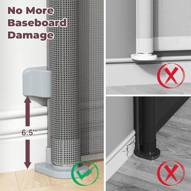 Cideny Retractable Baby Gate for Stairs, 55" Wide Mesh Dog Gate Indoor, 34'' Tall Child Gate for Doorways, Hallways, Deck, Indoor Outdoor Pet Baby Safety Essentials for Home, Grey - Image 3