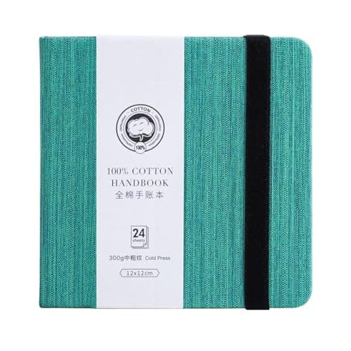 Lightwish Square Watercolor Journal,100% Cotton,300gsm/140lb,Acid-Free,24 Sheets Cold Press Watecolor Paper Sketchbook for Artists Adults Students,4.7 * 4.7 Inches - Image 1
