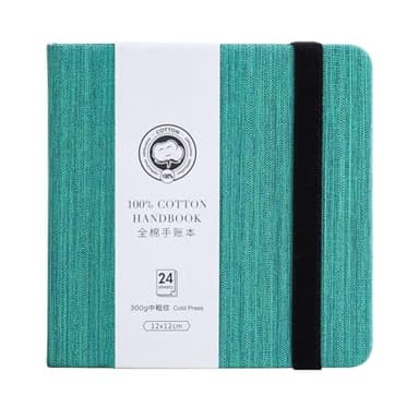 Lightwish Square Watercolor Journal,100% Cotton,300gsm/140lb,Acid-Free,24 Sheets Cold Press Watecolor Paper Sketchbook for Artists Adults Students,4.7 * 4.7 Inches - Image 1
