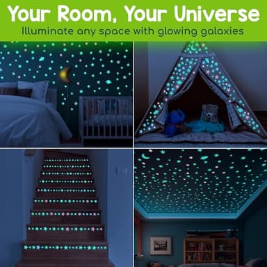BUNMO 280pcs Glow in The Dark Stars for Ceiling - Safe Glow in Dark Stickers for Walls & Ceilings - Longlasting Glow in Dark Stars for Ceiling - Glow in The Dark Ceilings Stars - Strong Glow - Image 6