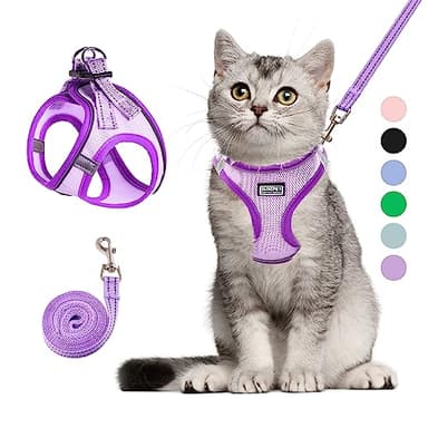 Betmaypet Cat Harness and Leash Set, Soft and Breathable Vest with Reflective Strip, Escape Proof Kitten Harness, Easy to Wear for Cats Walking and Traveling (Purple, M) - Image 1