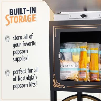 Nostalgia Popcorn Maker Machine - Professional Cart With 10 Oz Kettle Makes Up to 40 Cups - Vintage Lincoln Popper Popcorn Machine Movie Theater Style - Black - Image 5