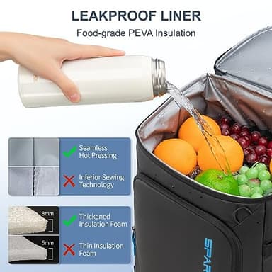 SPARTER Backpack Cooler Insulated Leak Proof 49 Cans, 2 Insulated Compartments Thermal Bag, Portable Lightweight Beach Travel Camping Lunch Backpack for Men and Women - Image 3