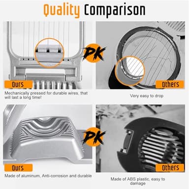 Yuzxaun Egg Slicer for Hard Boiled Eggs, Stainless Steel Wire, Heavy Duty Aluminium Egg Cutter Dishwasher Safe for Egg Strawberry Soft Fruit - Image 3
