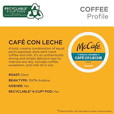 McCafe Cafe Styles of Latin America Cafe con Leche, Keurig Single Serve K-Cup Coffee Pods, 60 Count (6 Packs of 10) - Image 4