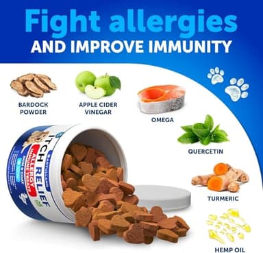 Dog Allergy Relief Chews - Itching Skin Relief for Dogs - Fish Oil - Omega 3 - Seasonal Allergies Pills - Skin & Coat, Anti Itch,Hot Spots Treatment - Canine Immune Health Supplement - 120 Soft Treats - Image 4