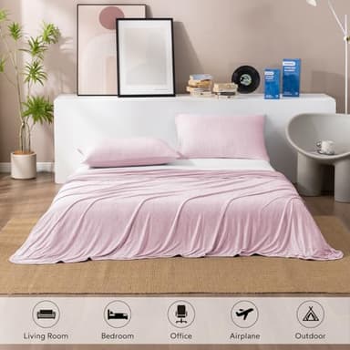 HOMFINE Cooling Blankets for Hot Sleepers - Summer Blanket Thin Lightweight Breathable Soft Double Side Enhanced Cooling for Bed Couch Sofa, Keep Cool for Night Sweats (Pink, 90 x 90 inches) - Image 6