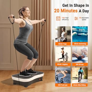 TODO Vibration Plate Exercise Machine Whole Body Vibration Machine with Remote Control for Pain Relief, Lymphatic Drainage, Weight Loss(3 Resistance Loops/Resistance Bands) - Image 3