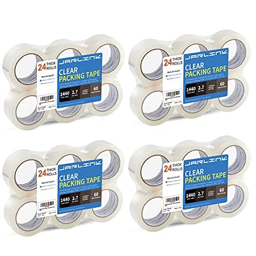 JARLINK Clear Packing Tape (24 Rolls), Heavy Duty Packaging Tape for Shipping Packaging Moving Sealing, 2.7mil Thick, 1.88 inches Wide, 60 Yards Per Roll, 1440 Total Yards - Image 1