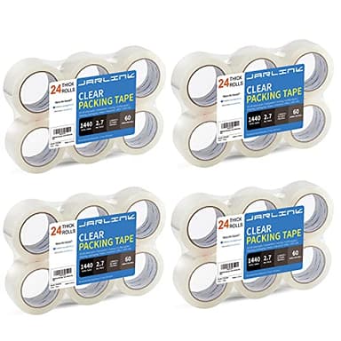 JARLINK Clear Packing Tape (24 Rolls), Heavy Duty Packaging Tape for Shipping Packaging Moving Sealing, 2.7mil Thick, 1.88 inches Wide, 60 Yards Per Roll, 1440 Total Yards - Image 1