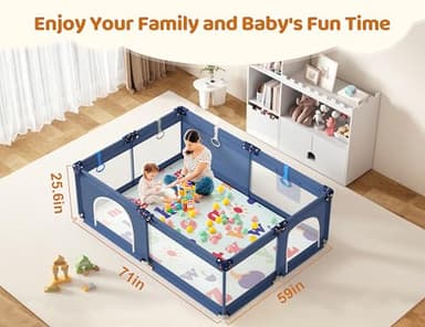 CoziBB Baby Playpen with Mat, 71" × 59" Extra Large Playpen for Toddler, Baby Playard with Breathable Mesh, Fence Play & Sleep Area for Indoor & Outdoor - Image 6
