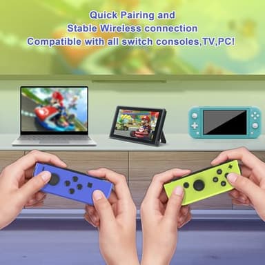 Switch Controller,Replacement for Switch OLED Lite,Wireless Remote with Dual Vibration,Motion Control,Screenshot,6-Axis Gyro,Wake-Up,Anti-Slip grip Joystick,Left Right Gamepad,No NFC,(Blue and Yellow) - Image 8