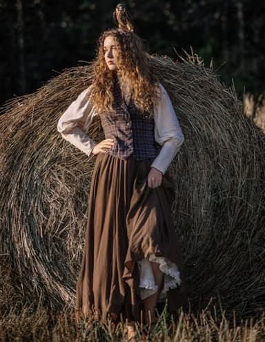 Scarlet Darkness Women Renaissance Long Maxi Skirt High Waist Flowy A Line Skirts Brown S - Image 4