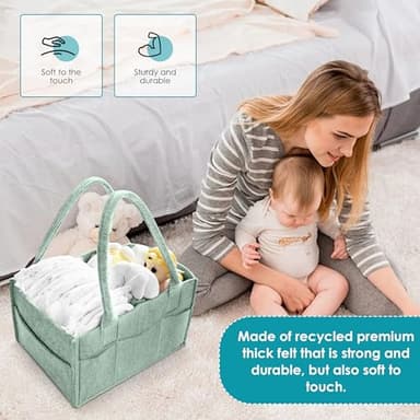 Cute Castle 2 Pack Diaper Caddy Organizer - Portable Baby Caddy Organizer with Handle, Nursery Storage Bin and Car Organizer for Girls, Boys - Baby Gift Basket - Green, Large - Image 4