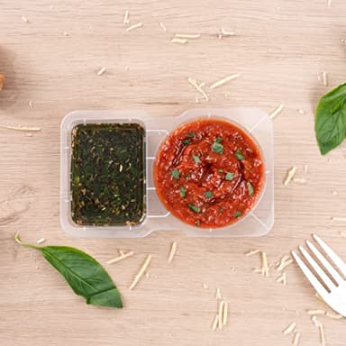 Restaurantware Futura 5 Ounce Snack Containers 500 Microwavable Sauce Containers - 2 Compartments Hinged Lid Clear Plastic Portion Cups For Condiments Or Dips - Image 4