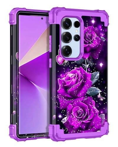 Miqala for Galaxy S25 Ultra 5G Case,Glow in The Dark Three Layer Heavy Duty Shockproof Full Protection Hard Plastic Bumper+Soft Silicone Protective Case for Samsung Galaxy S25 Ultra 6.9 inch,Deep - Image 1