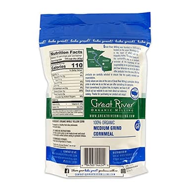 Great River Organic Milling, Specailty Flour, Medium Grind Corn Meal, Stone Ground, Organic, Non-GMO, 24 Ounces (Pack of 4) - Image 3