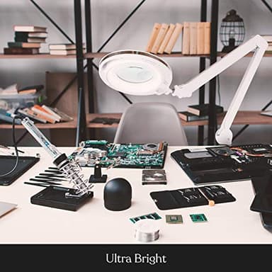 Brightech LightView Pro Magnifying Glass with Light and Stand, Magnifying Floor Lamp with a 6-Wheel Rolling Base for Facials, Lash Estheticians, Dimmable LED Work Light for Sewing, Crafts - Image 3