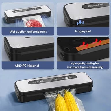 Vacuum Sealer Machine -85KPA Food Vacuum Sealer - 5 in1 Food Sealer Vacuum Sealer with Dry&Moist Modes, Includes 15PCS Storage Bags, 1 Air Suction Hose, 1Cutter - Image 7