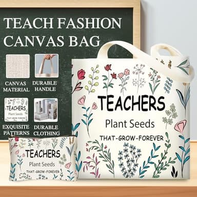 DHQH Teacher Christmas Gifts for Women, Teacher Appreciation Gifts, Funny hanksgiving Set with 16OZ Glass Cup, Tote Bag for New - Image 4