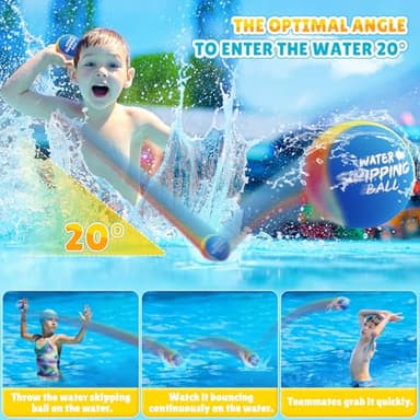 Skipping Water Balls- 3 Pack Water Bouncing Ball, Ink-Splashed Colorful Skip Balls for Pool Play, Summer Fun Beach Toys & Games for Kids 5-8-12 and Adult Games - Image 2