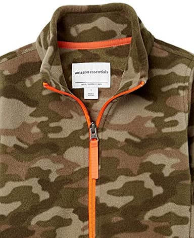 Amazon Essentials Boys' Polar Fleece Full-Zip Mock Jacket, Green Camo Print, Medium - Image 2