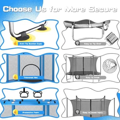 ZCMHAXJ 55" Trampoline for Kids with Enclosure, 440lbs Capacity Indoor & Outdoor Toddler Trampoline with Adjustable Gymnastics Bar & Toys, Gifts for Boys & Girls - Image 6