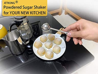 JETKONG Powdered Sugar Shaker Duster Flour Dispenser Shaker with 18/8 Stainless Steel Spring-operated Handle for Sugar Flour and Spices - Image 2
