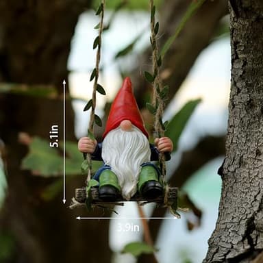 WSHMZYHOME Garden Gnome on Swing Statue Decoration Figurine Ornament for Indoor Outdoor Home Patio Yard Lawn,Gift for Mom - Image 2