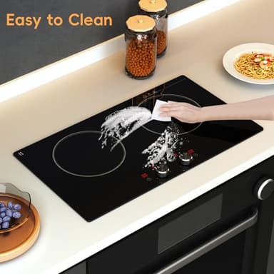 Zarbaco 2 Burner Electric Cooktop 24 Inch, 4000W Electric Stove Top with Built-in Design, 220-240V Knob Control Radiant Ceramic Cooktop with Safety Lock, 9 Level Power, Timer - Hard Wire - Image 6