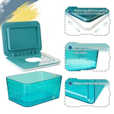 Whiidoom Wipes Dispenser, One-Handed Operation Wipe Holder for Baby & Adult, Seal-Designed Wipes Container for Bathroom Keep Diaper Wipes Fresh (Green) - Image 3