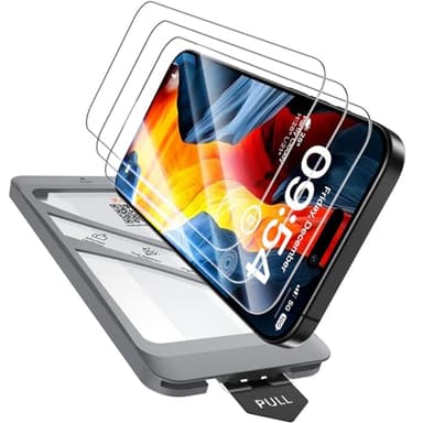 TAURI 4 in 1 for iPhone 16 Screen Protector, 3 Pack Tempered Glass Film + 1 Dust Free Easy Installation Tool, 9H Hardness Bubble Free Micro-curved Edges HD Screen Protector for 16 - Image 1