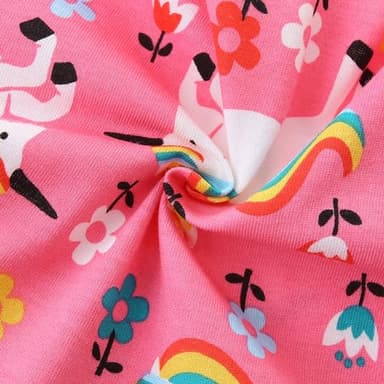 Little Girl Summer Dress Clothes Unicorn Easter Rainbow Short Sleeve Casual Twirly Tiered Swing Smocking Dresses Playwear Sundress Clothing Outfits Pink Horses 6-7 Years - Image 7