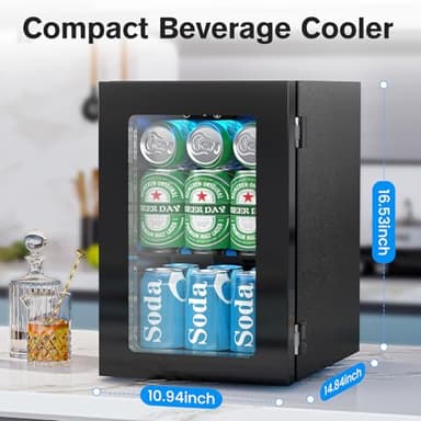 Electactic 24 Cans Beverage Refrigerator Cooler, Mini Fridge Countertop Drink Cooler for Soda, Canned Beer, Adjustable Digital Temperature Control for Home Dorm Office, Black - Image 7