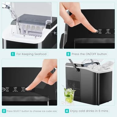 OLIXIS Ice Maker Machine with Handle,26lbs in 24Hrs,9 Ice Cubes in 6 Mins,Auto-Cleaning Portable Ice Maker with Basket and Scoop, Countertop Ice Maker for Home/Kitchen/Camping/RV, Black - Image 7