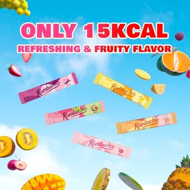 TEAZEN Kombucha Tea Sunset Bliss Hydration Variety Pack - 20 Sticks, 5 Flavors (Peach, Mango-Guava, Strawberry-Kiwi, Citron, Mulled Wine) - Image 6