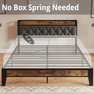 ANCTOR Full Size Bed Frame, Storage Headboard with Outlets, Easy to Install, Sturdy and Stable, No Noise, No Box Springs Needed - Perfect for a Good Night's Sleep - Image 6