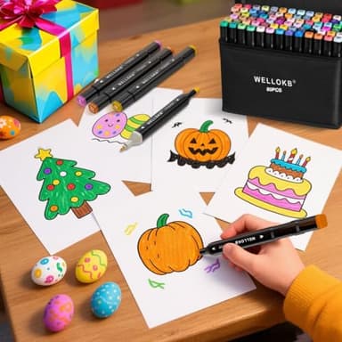 WELLOKB Alcohol Markers, 80 Colors Dual Brush Tip Permanent Art Markers, Coloring Marker, for Book Painting Card Making, Christmas gift for Adults Kids 8-12 - Image 5