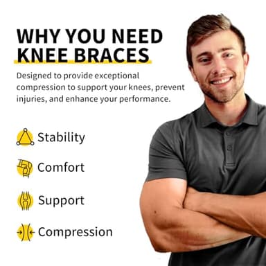 CAMBIVO 2 Pack Knee Braces for Knee Pain, Knee Compression Sleeve for Men and Women, Knee Support for Meniscus Tear, Running, Weightlifting, Workout, ACL, Arthritis, Joint Pain Relief (Black,Medium) - Image 2